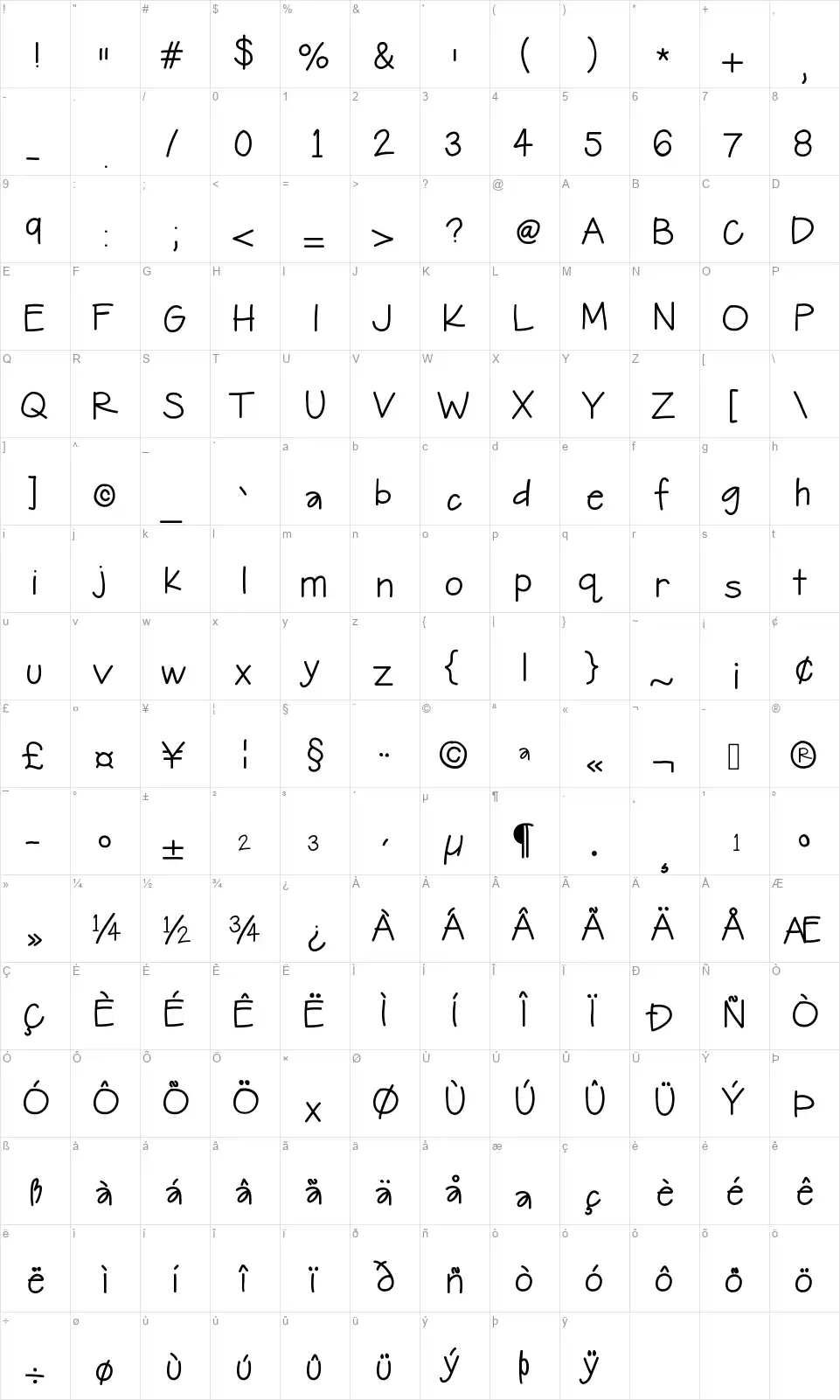 Hello Journeyfont character map