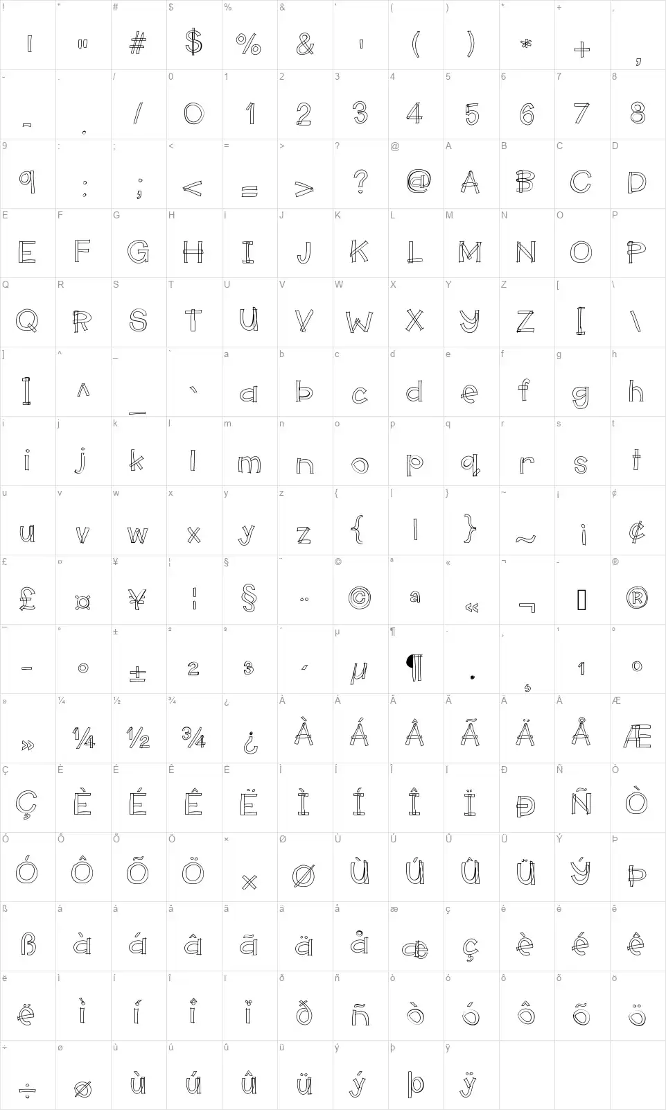 Hello Makerspacefont character map