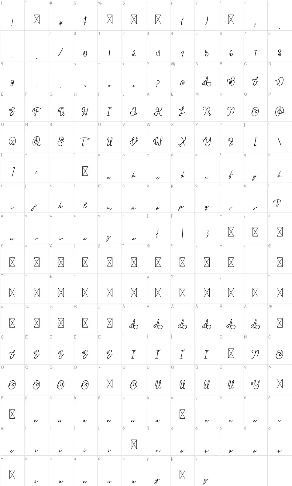 Hey Flamingofont character map