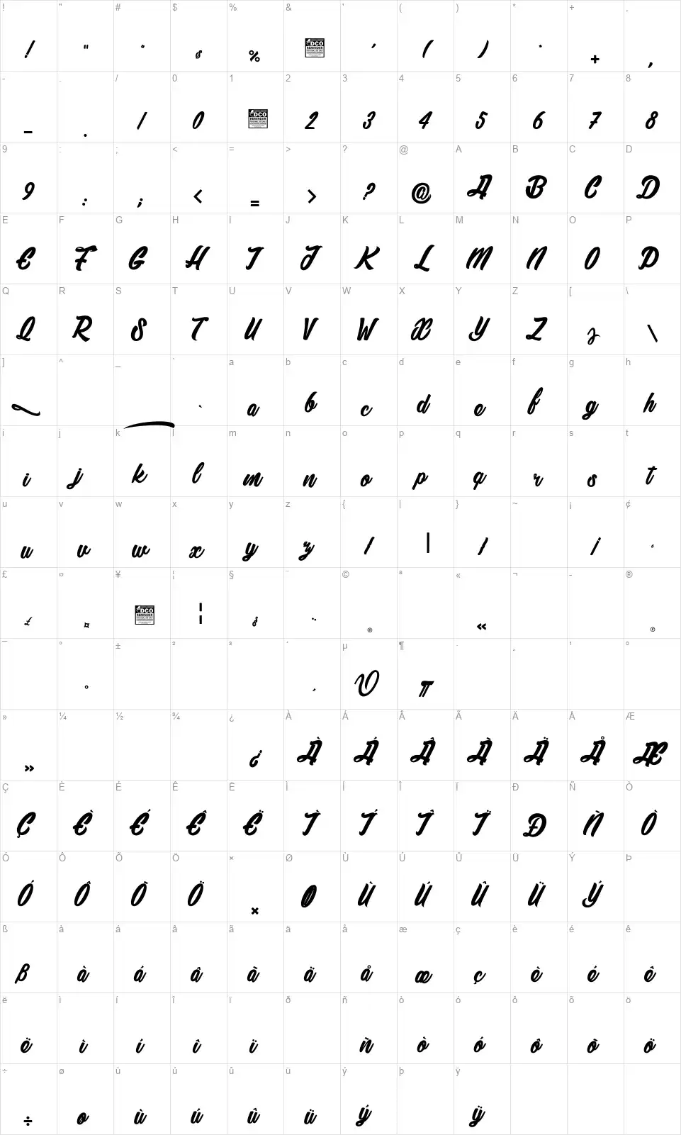 Historic Seattlefont character map