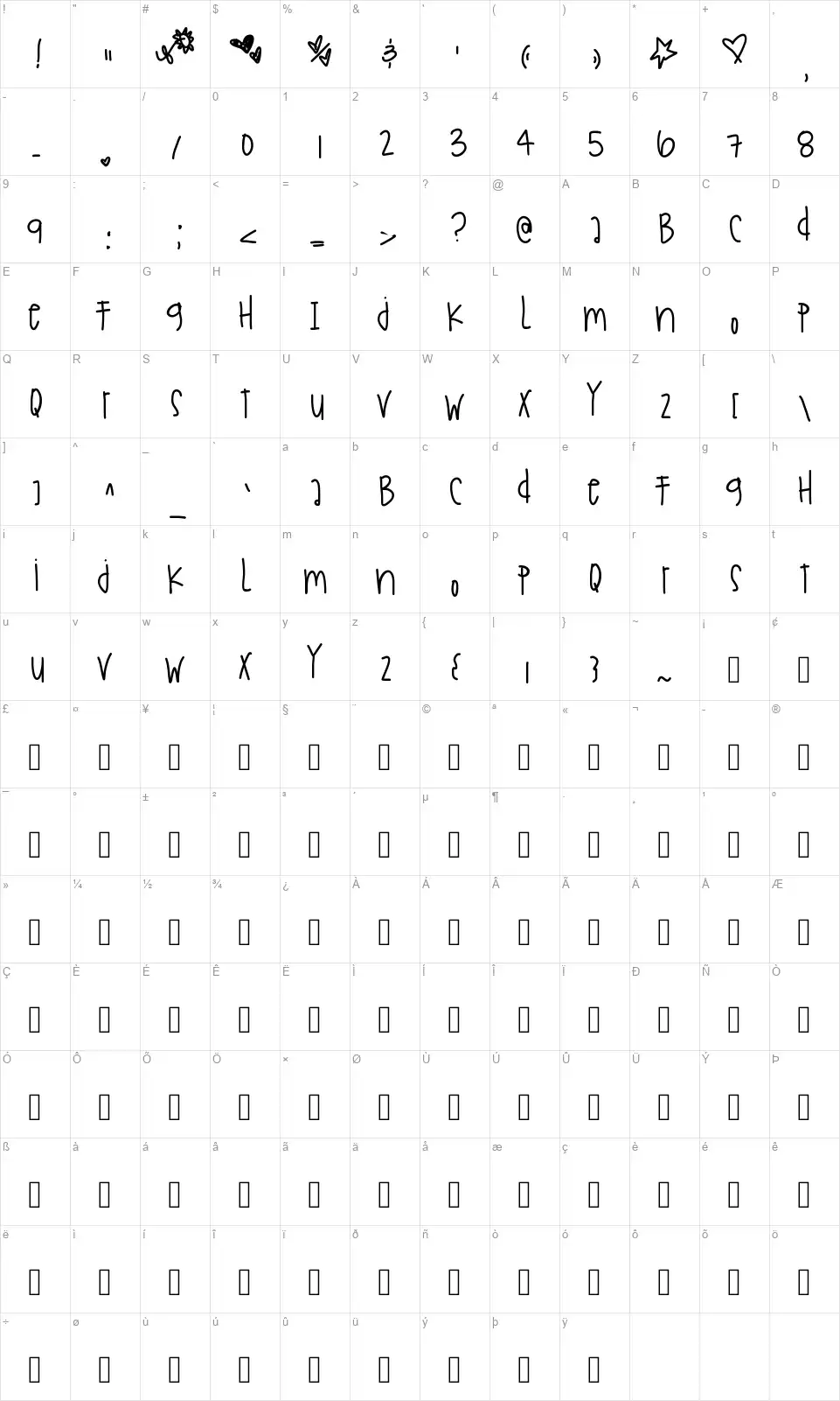 Holidays Are Comingfont character map