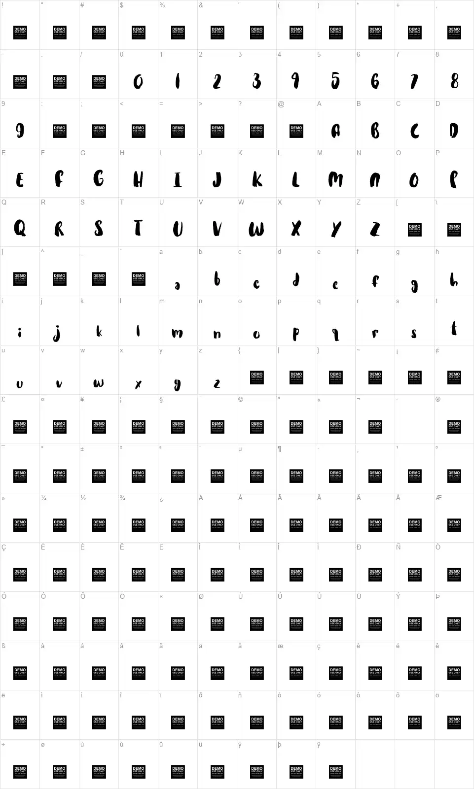 Hot Cakesfont character map