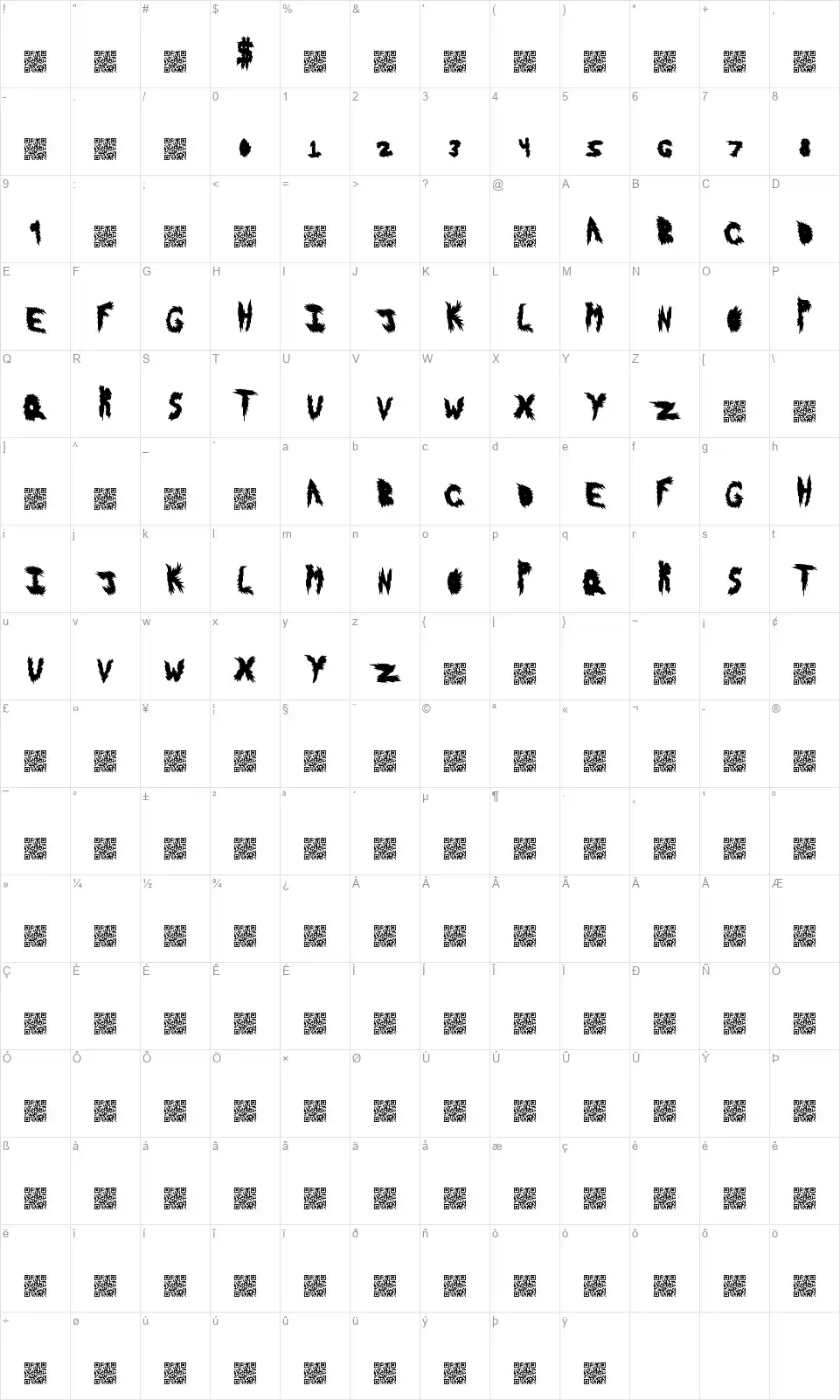 Hot Flashfont character map