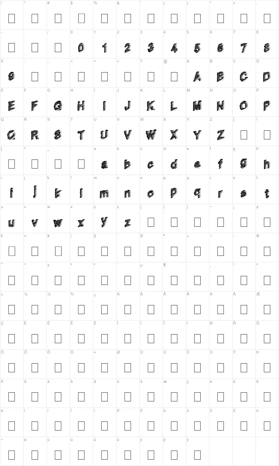 House Musicfont character map