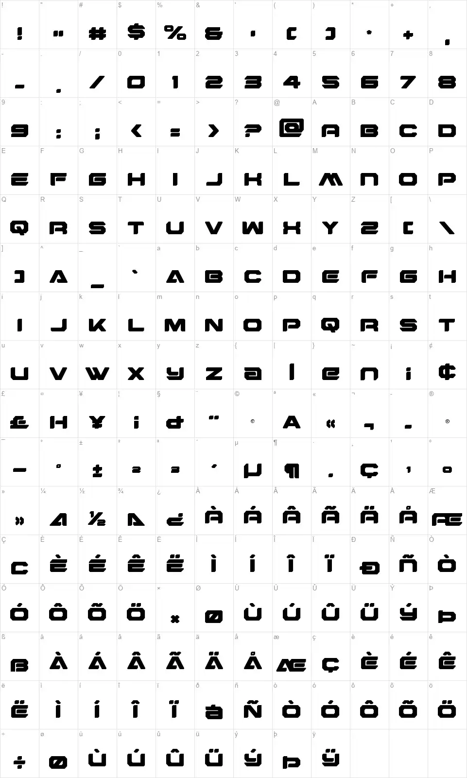 Hyper Vyperfont character map