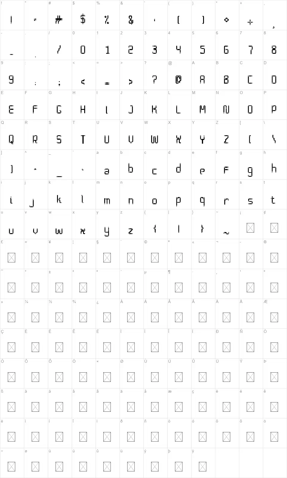 Ippooitofont character map