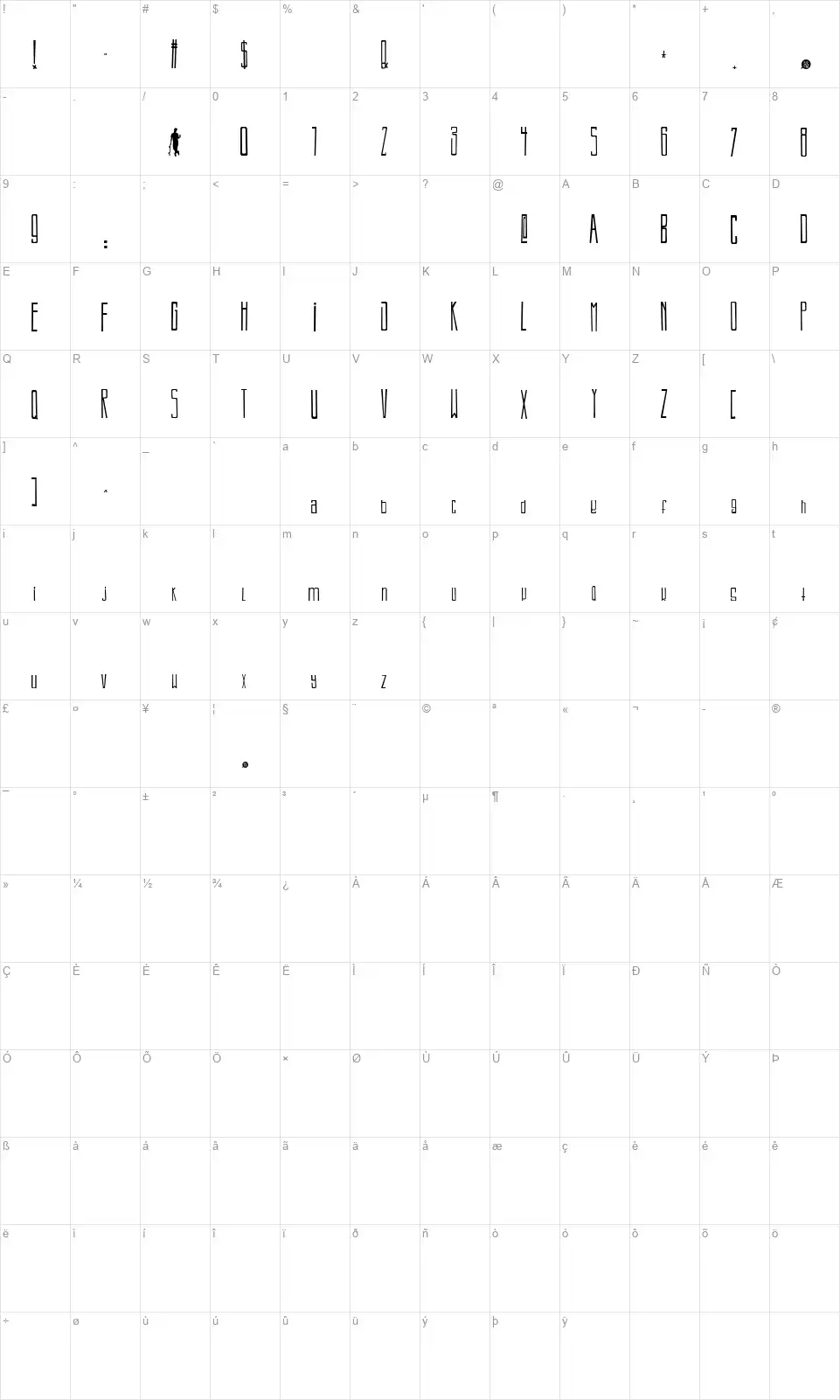 Kaisorfont character map