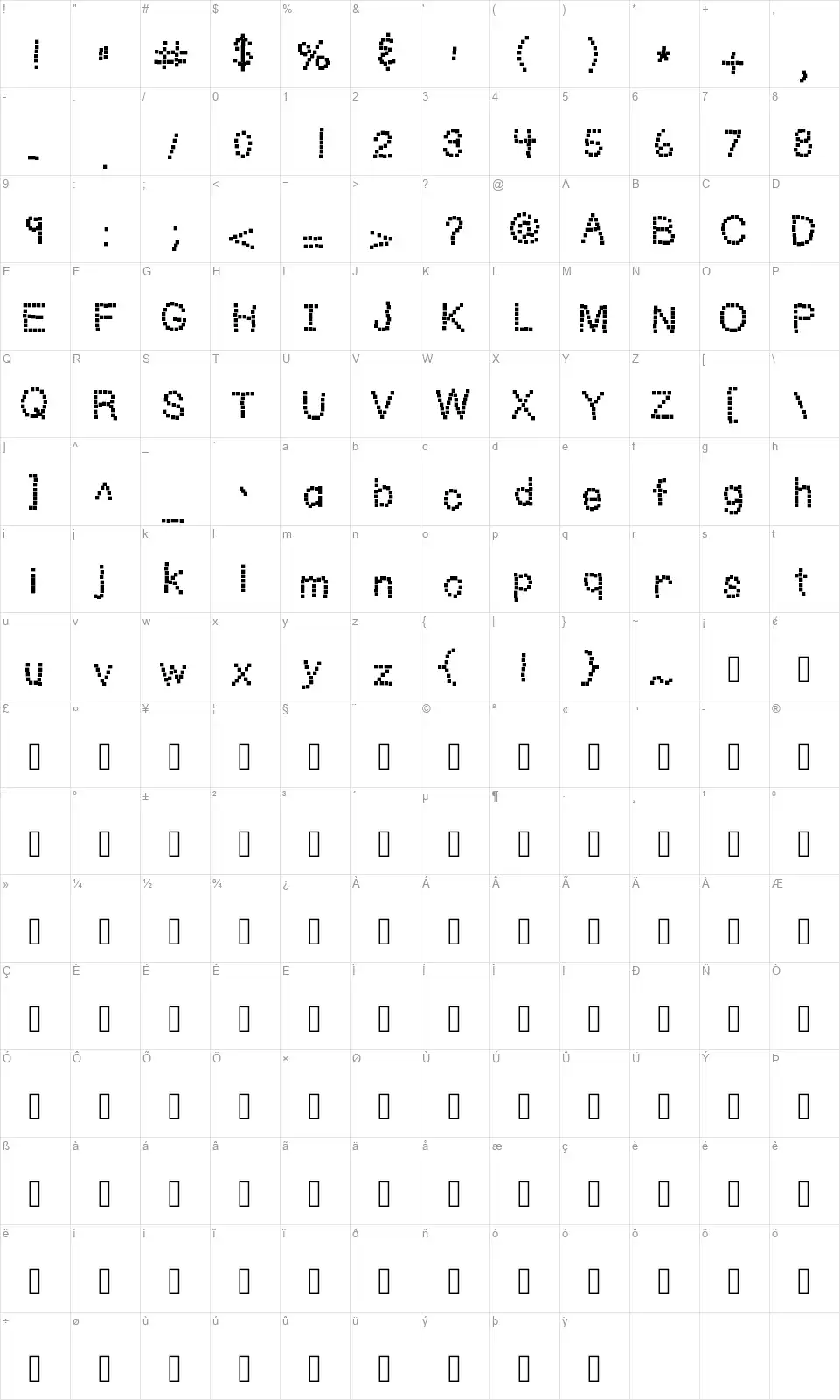 KB Write It On a Post Itfont character map
