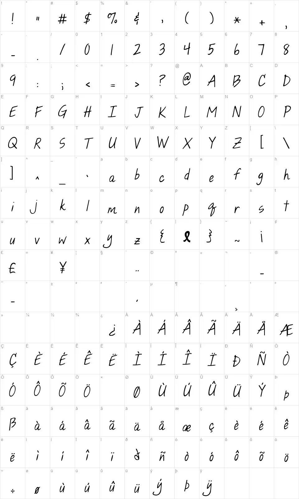 KG Hope For A Curefont character map