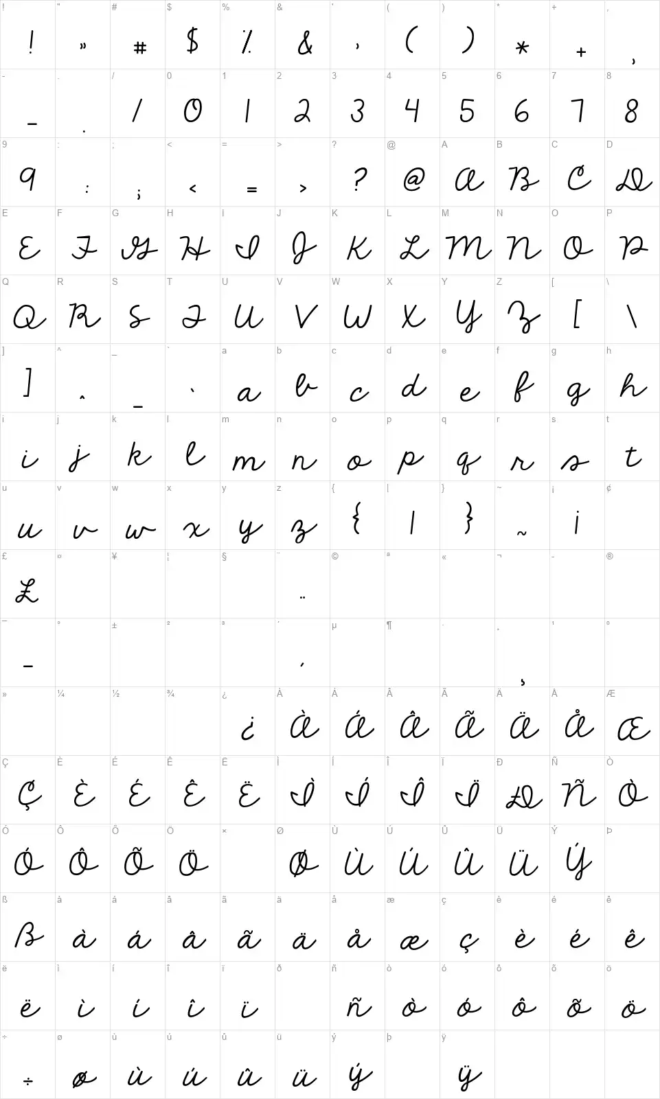 KG The Fighterfont character map