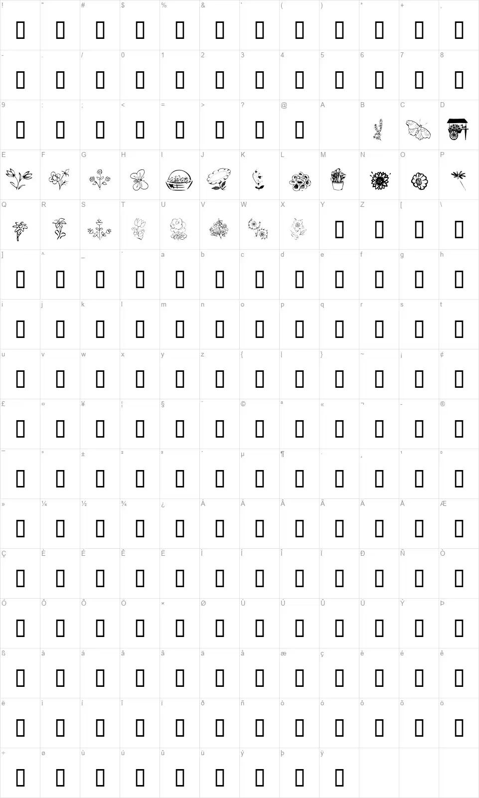 KR Spring Mefont character map