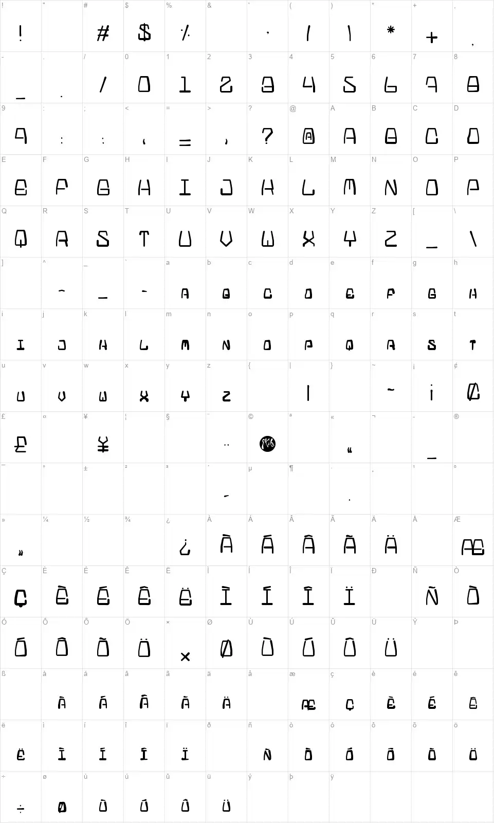 La Chim de 23:50font character map