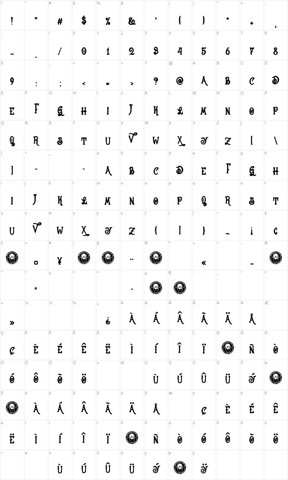 La Isla Tortugafont character map
