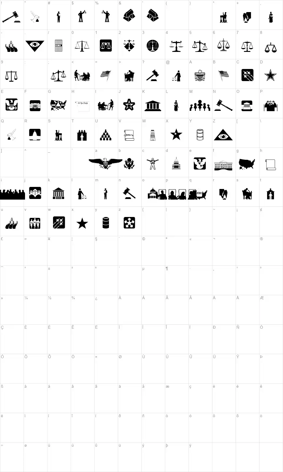 Law & Orderfont character map