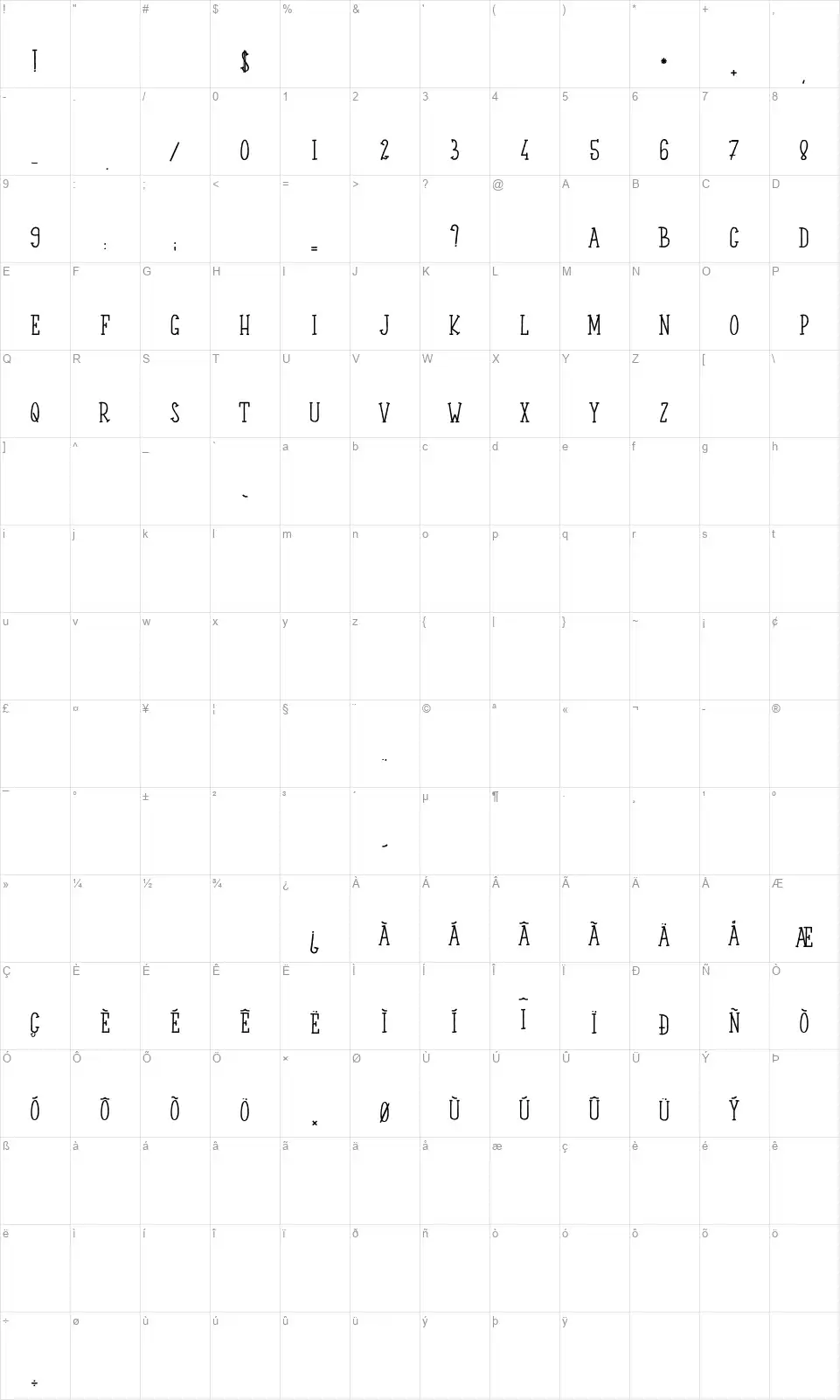 Le Prince Sur Le Moutonfont character map