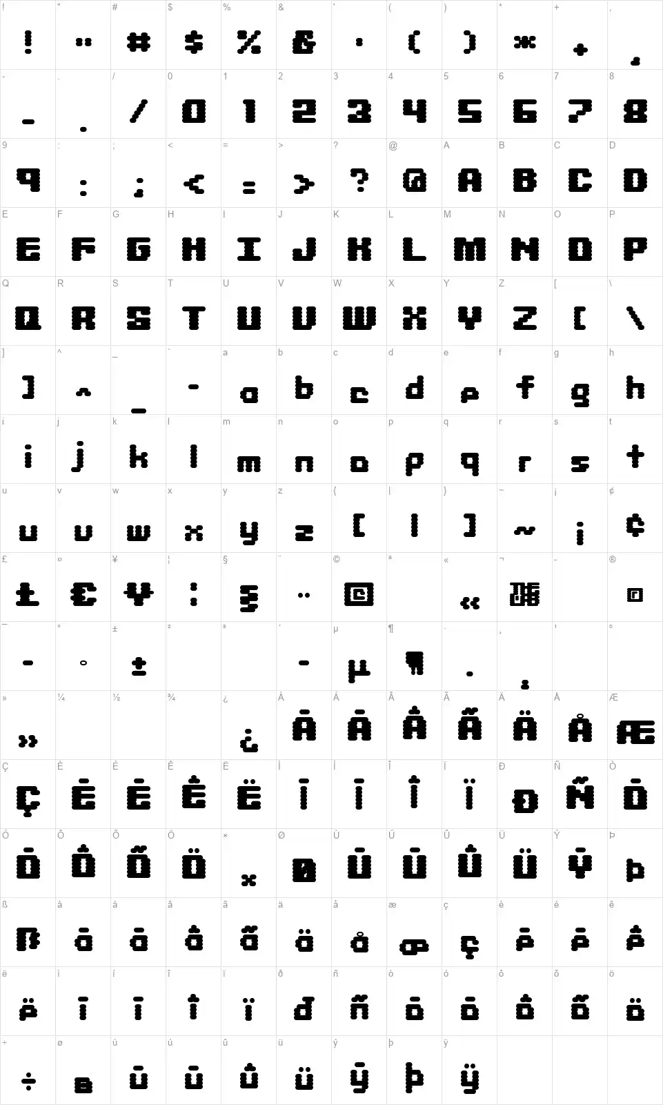 Librium + Libritabsfont character map