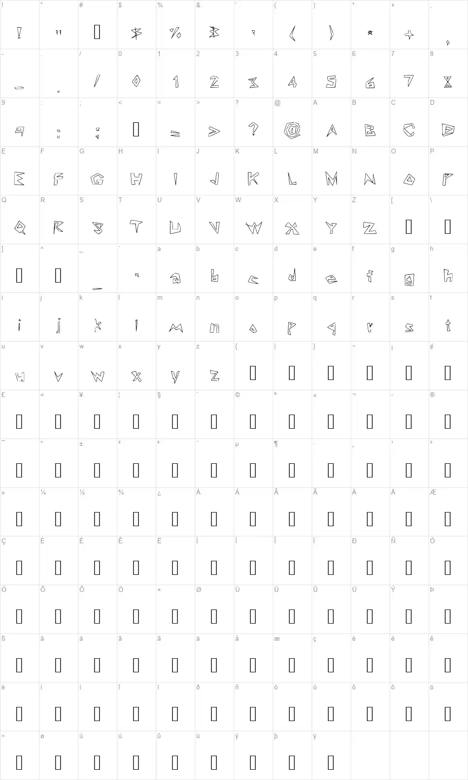 Lookin' Like Diamondsfont character map