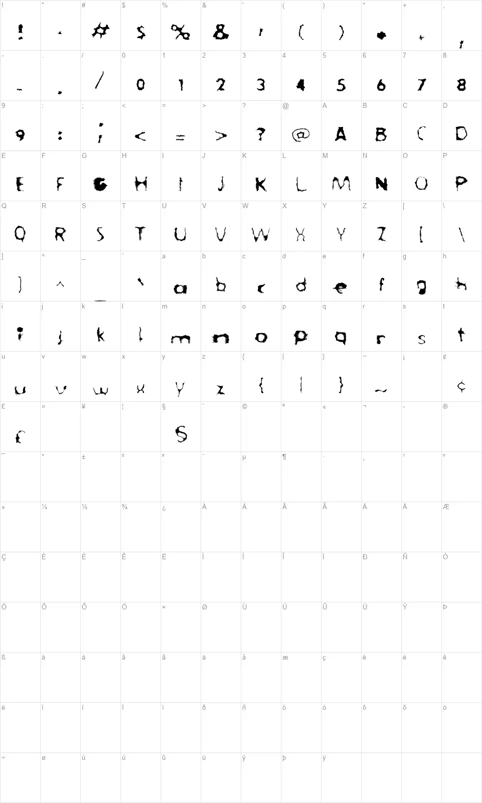 Lost Lubbock Motelsfont character map