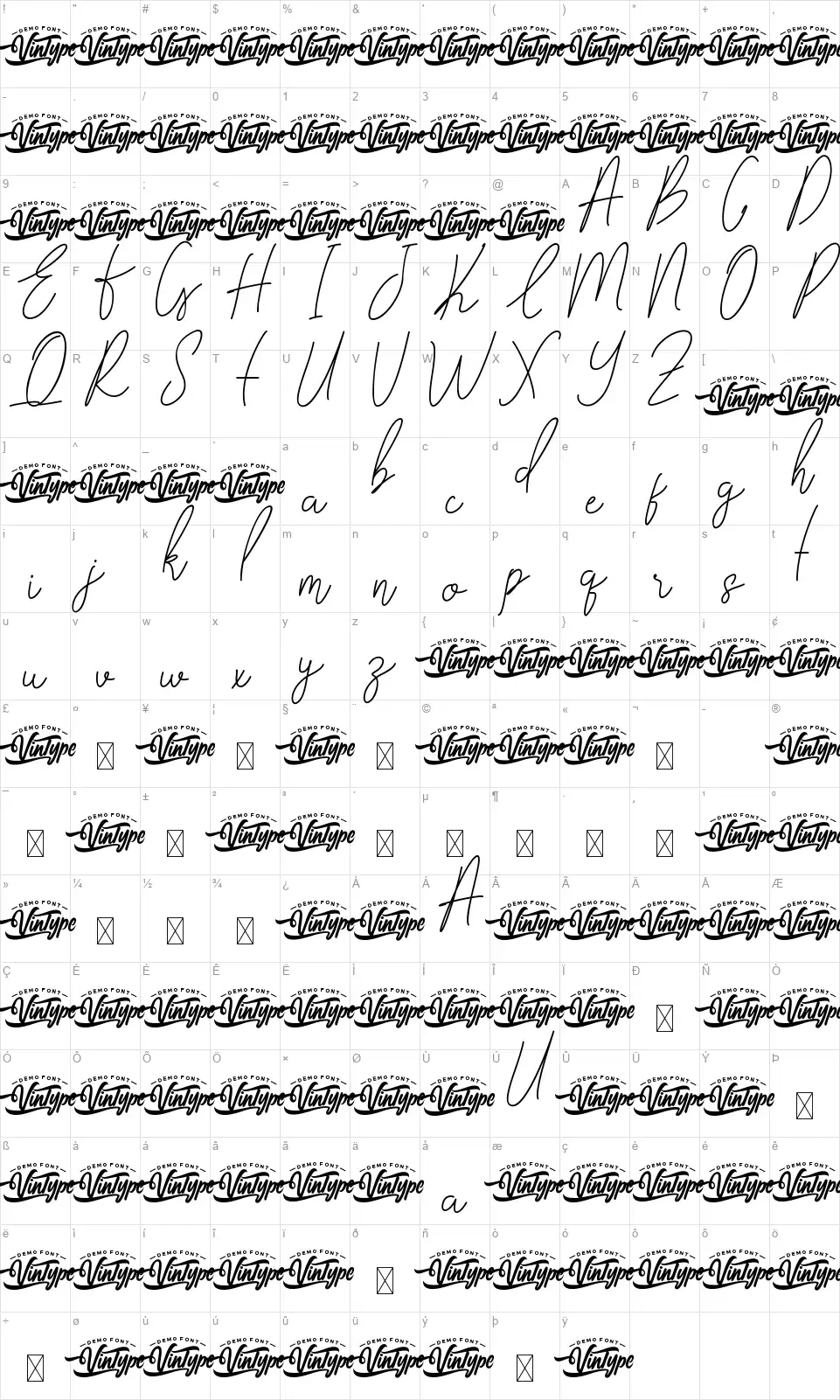 Love Earthfont character map