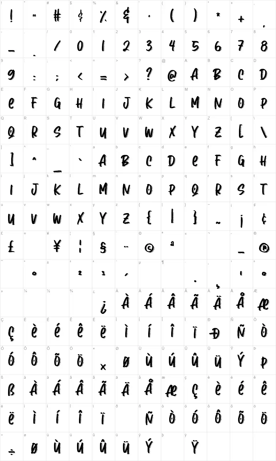 Love Mondayfont character map