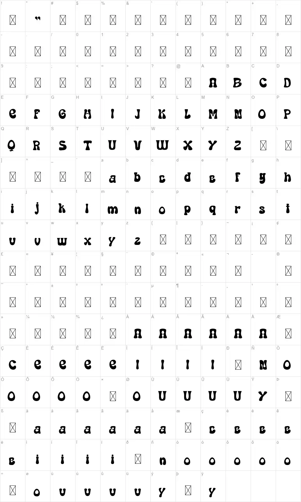 Lumida Mapa znaků Lumidafont character map