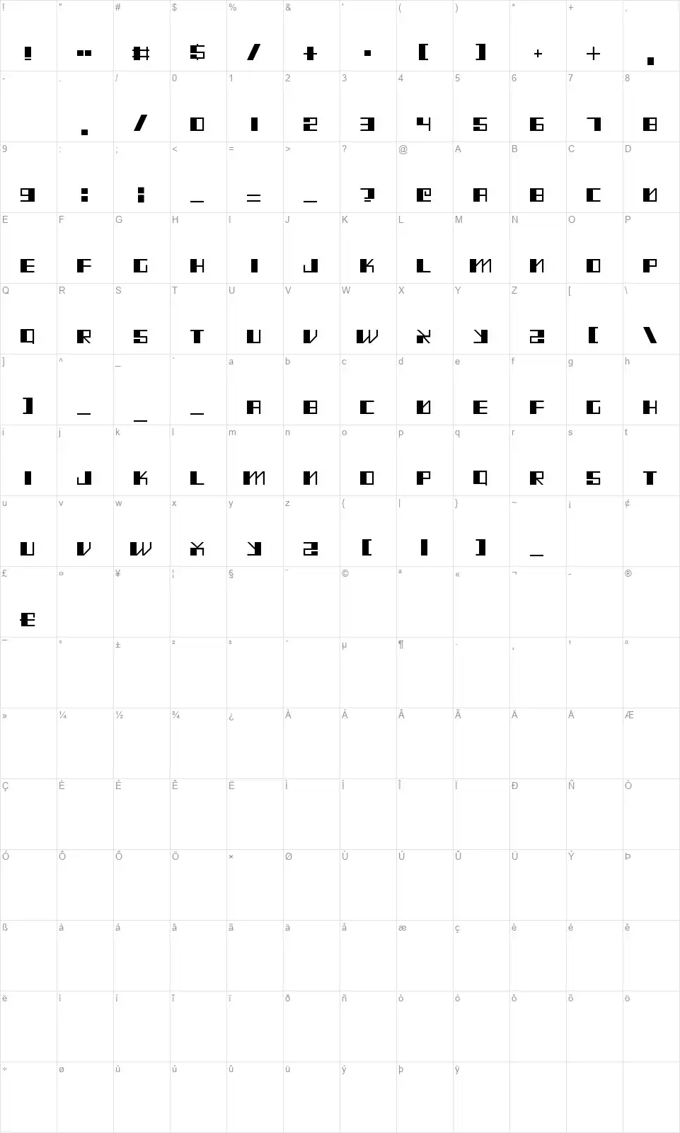 Mad Mekafont character map