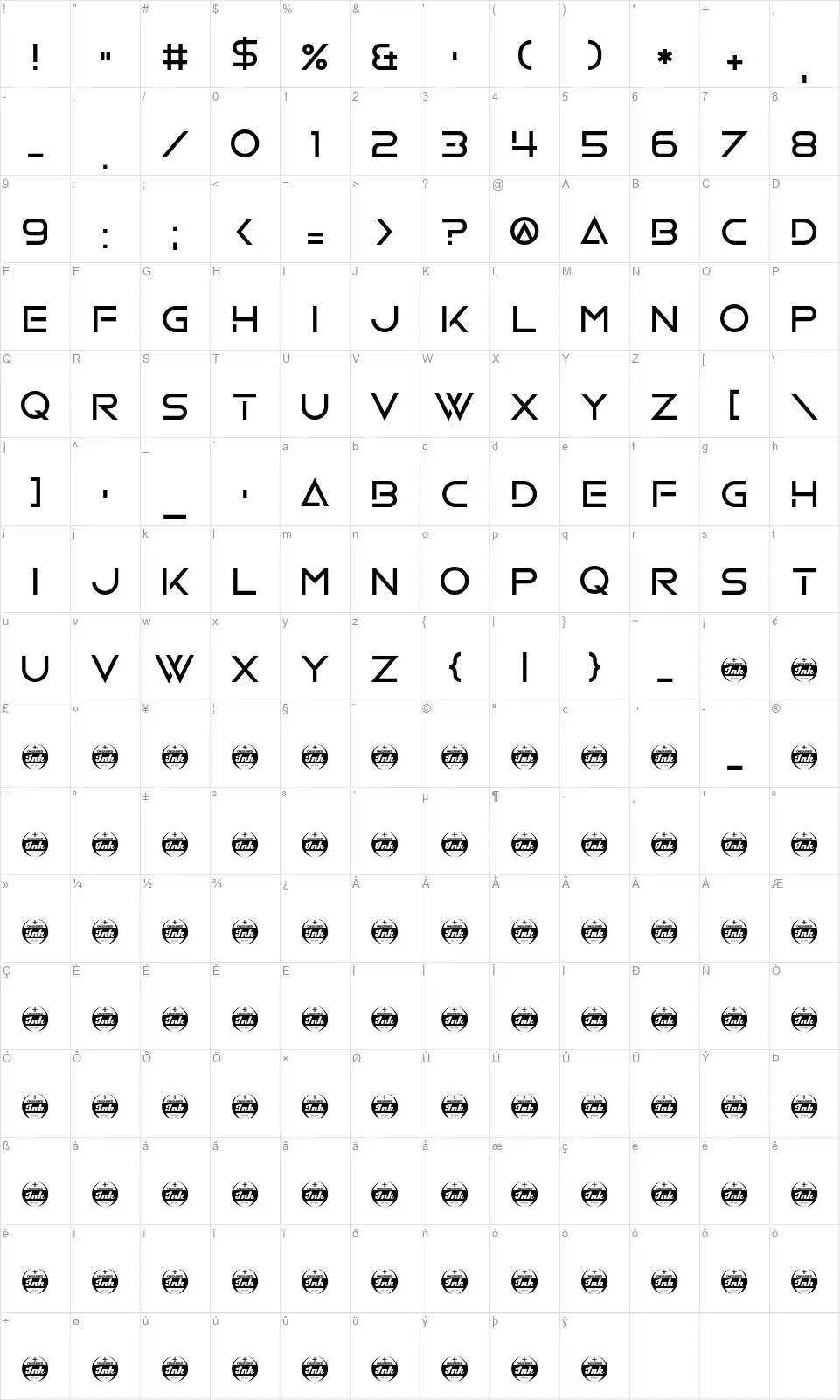 Mandatory Playthingfont character map