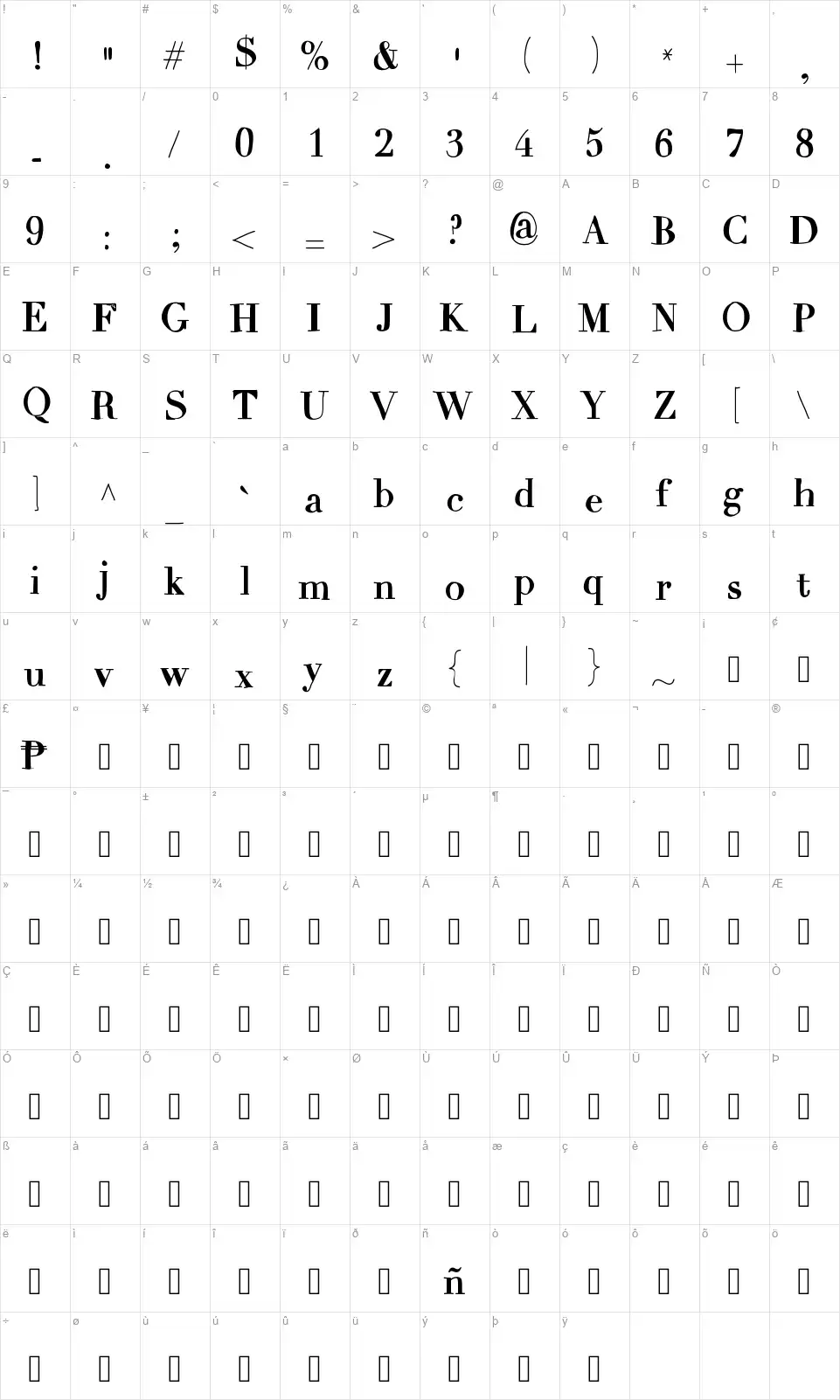 Mix Carpathiafont character map