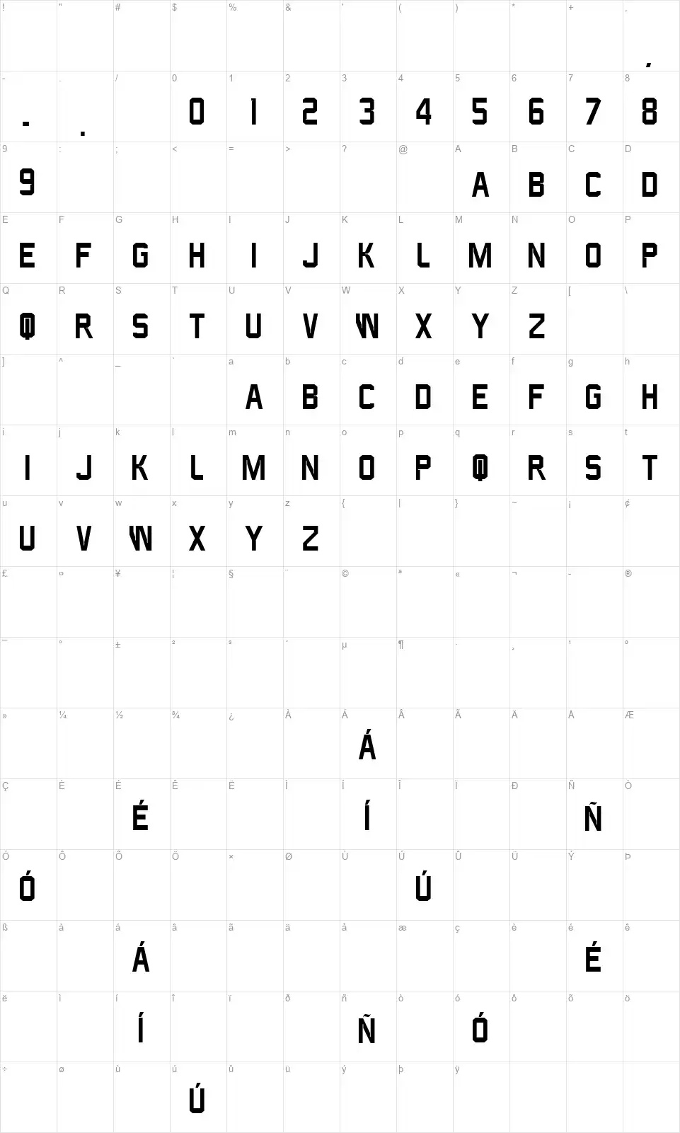monterreyfont character map