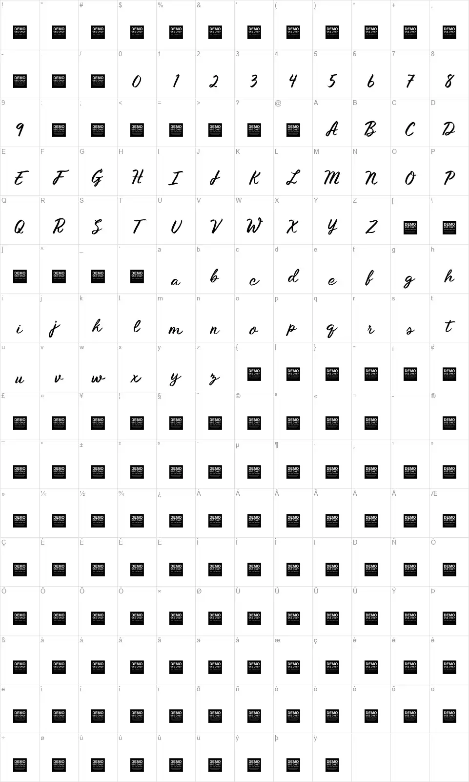 Mount Royalfont character map