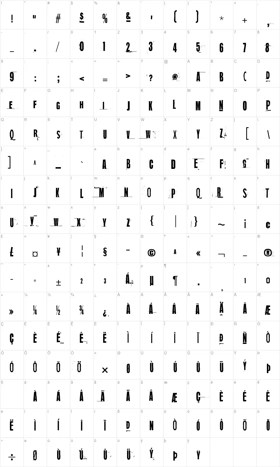 Mugwort Maximumfont character map
