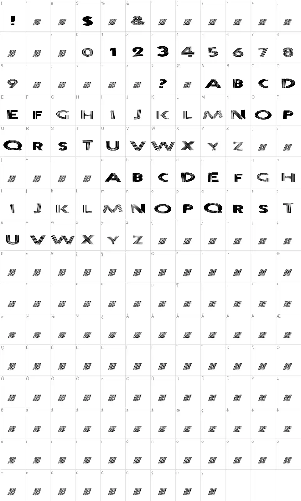 News Worthyfont character map