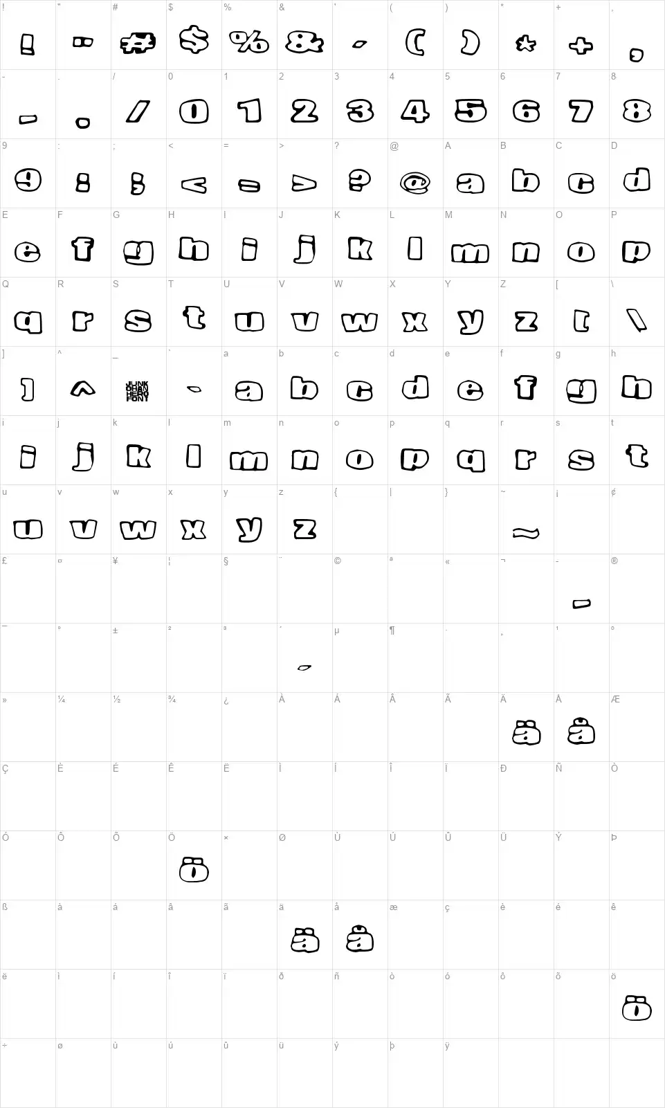 Nopee Torstaifont character map