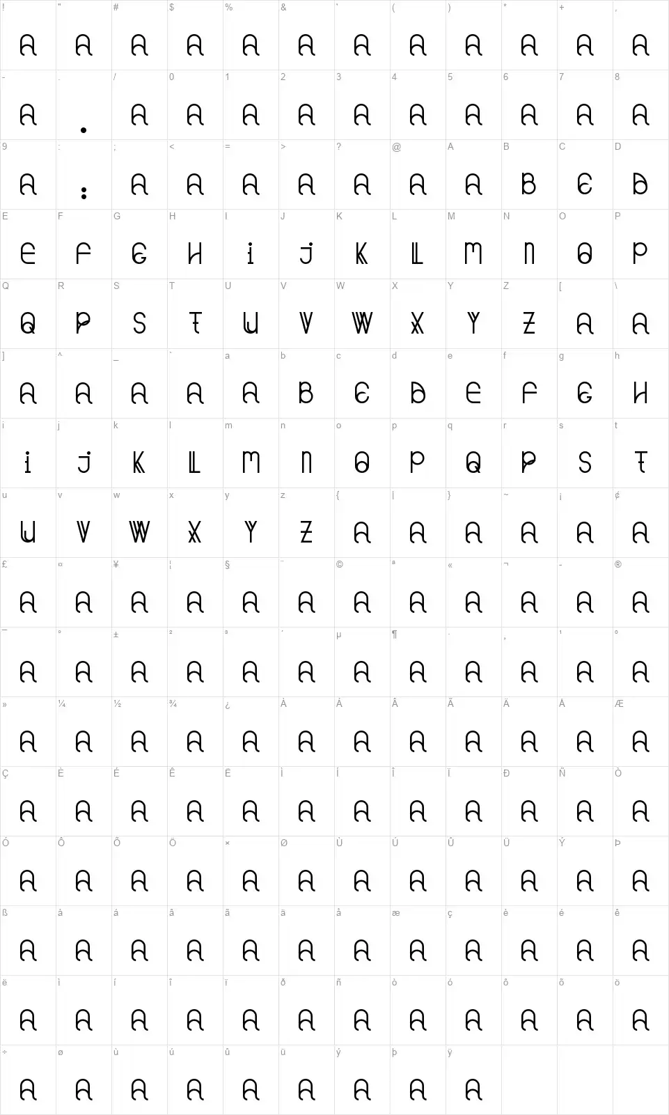 Not Enough Smallfont character map