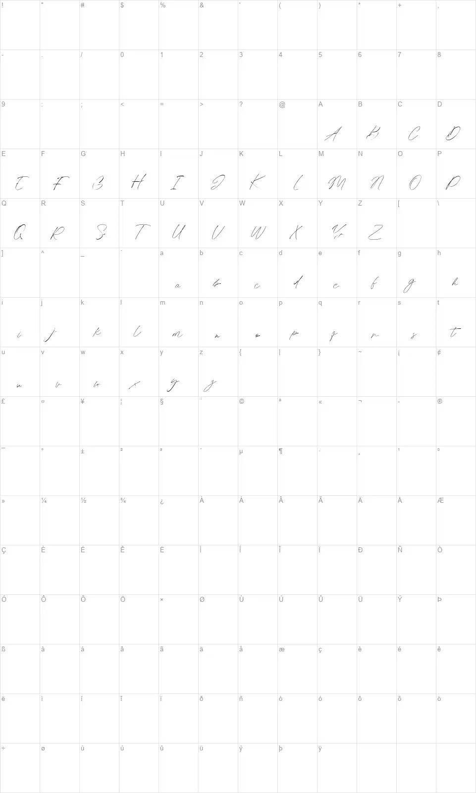 Offenders Clubfont character map