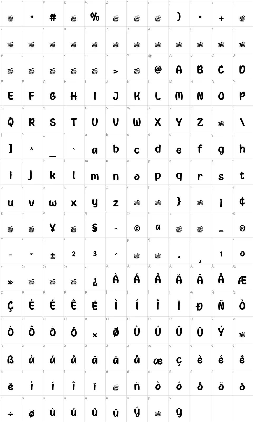 Olas Montofont character map