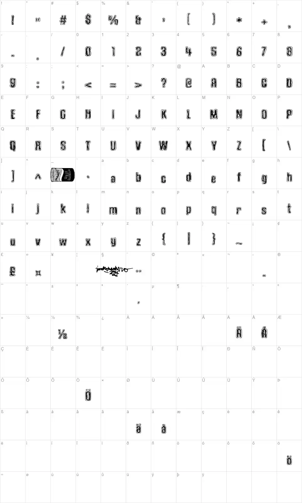 Onion Soupfont character map