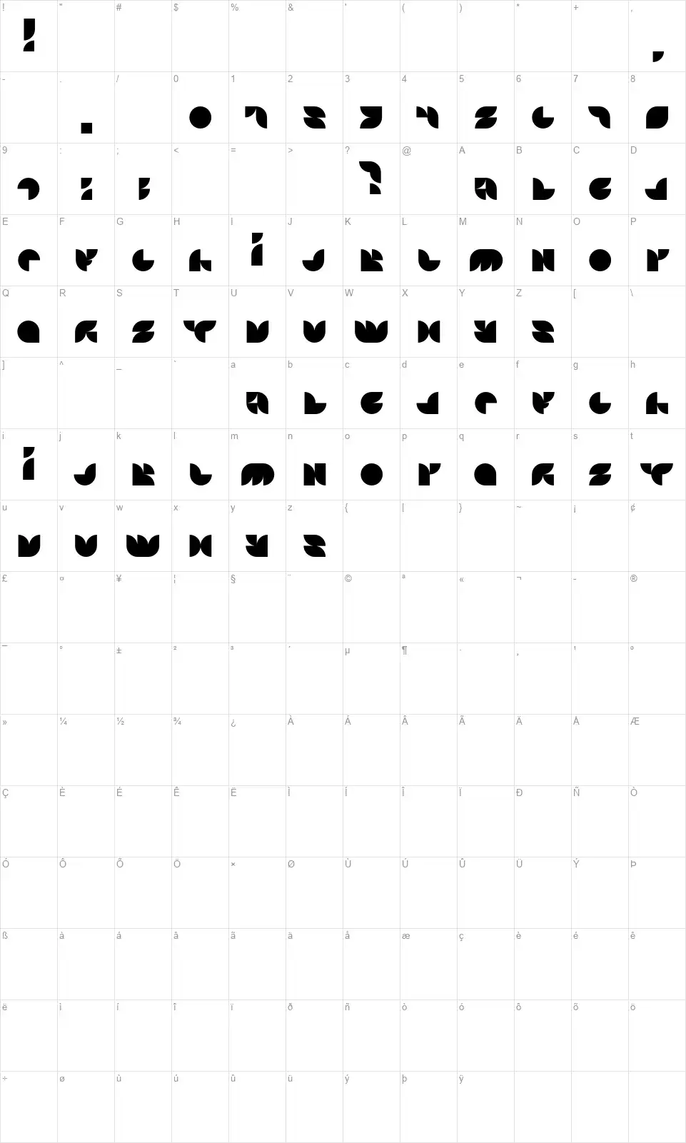 Otscookiefont character map
