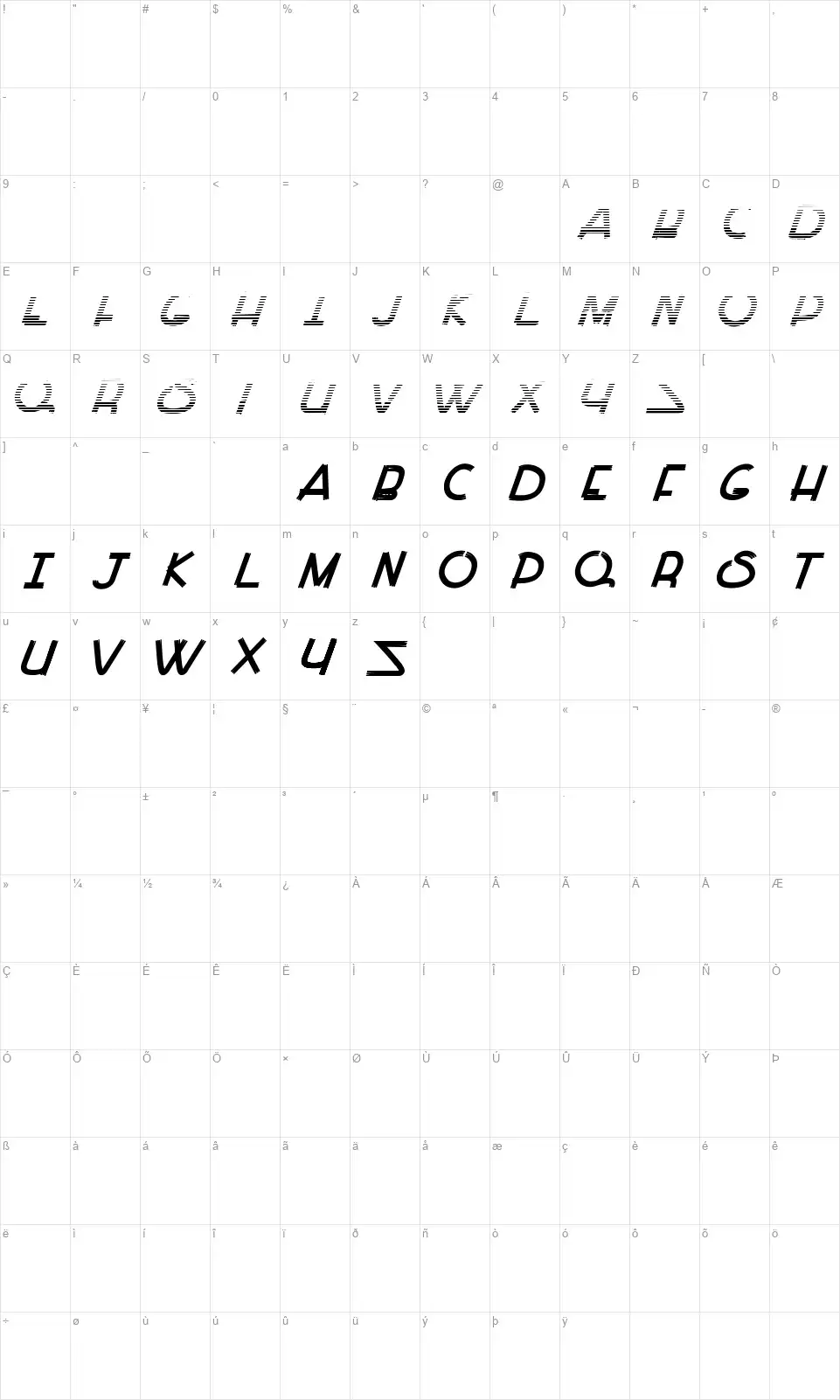 Paint all Timefont character map