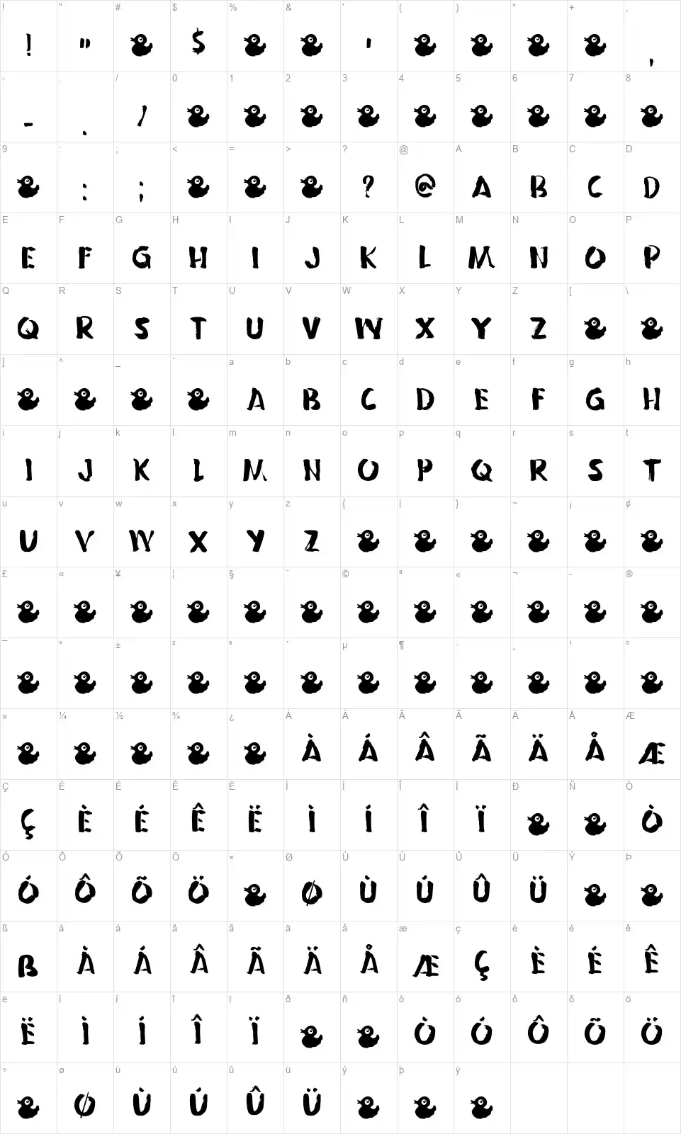 Peking Duckfont character map