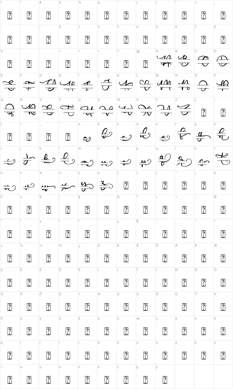 Poppy Monogramfont character map