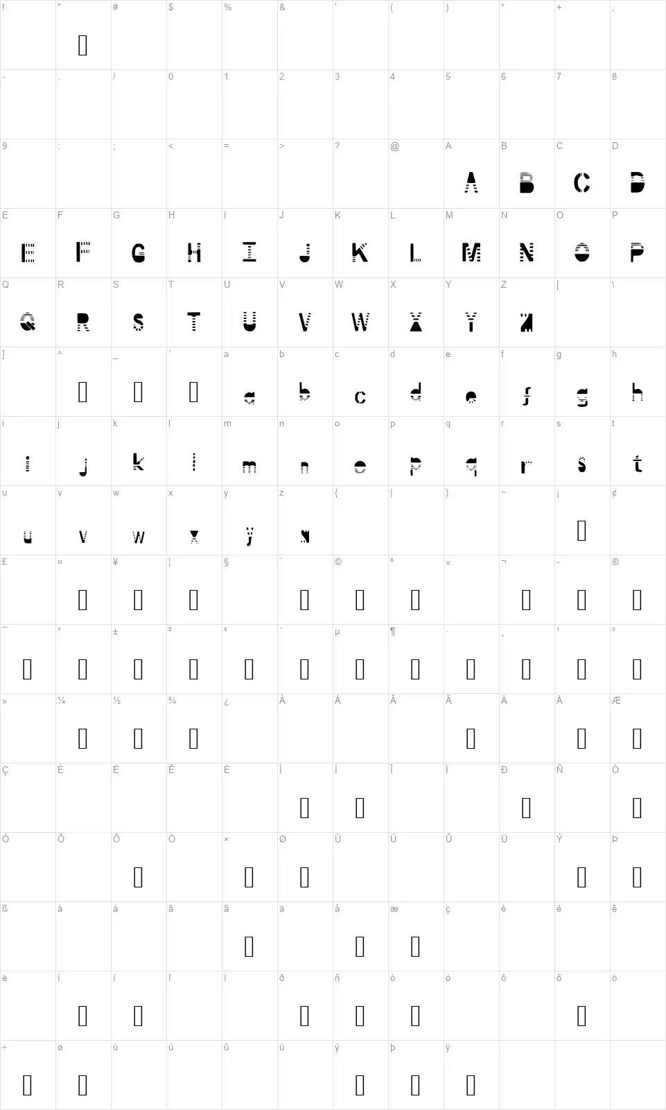 Portalfont character map