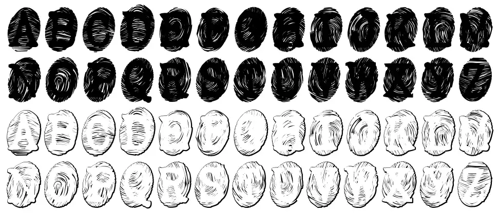 Powderfingerfont specimens