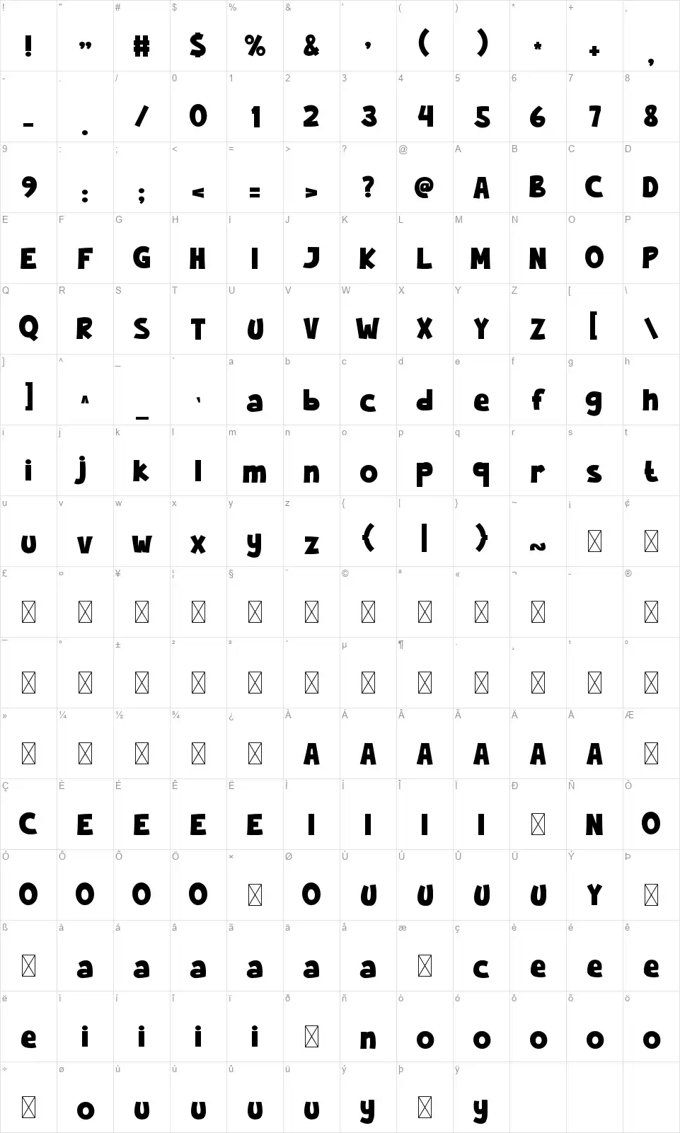 Quick Foxfont character map