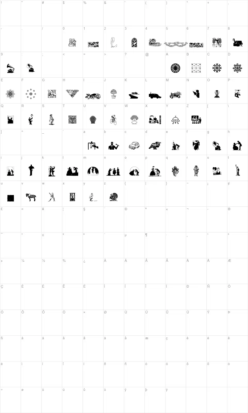 Random Dingbatsfont character map