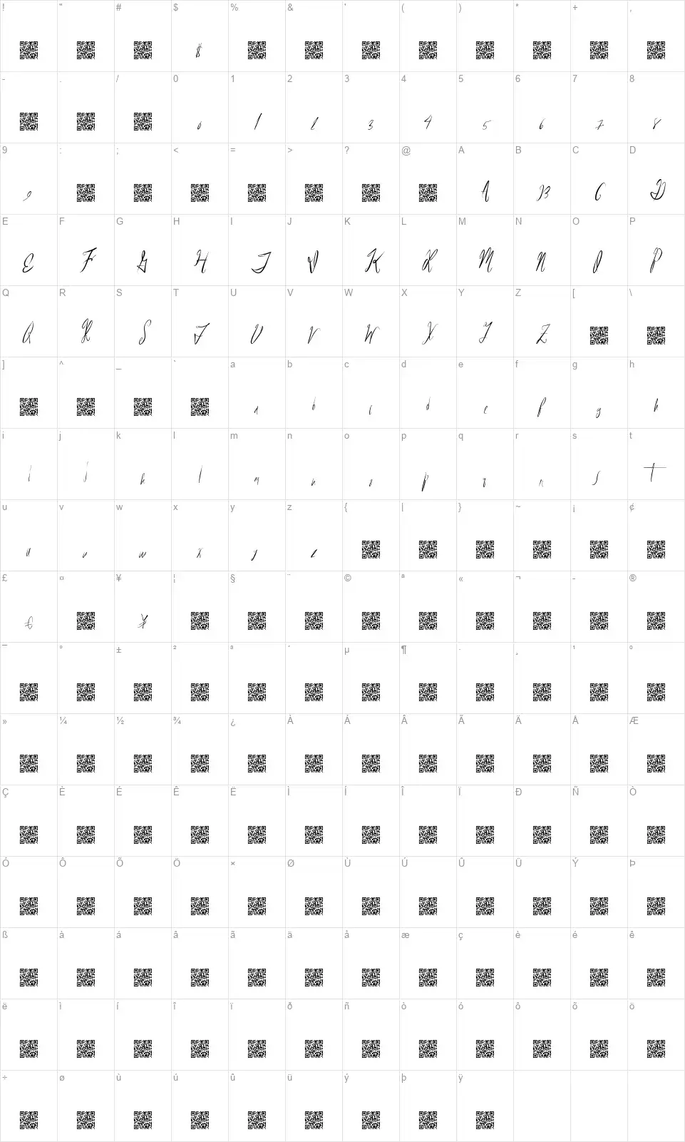 Reasonable Speculationfont character map