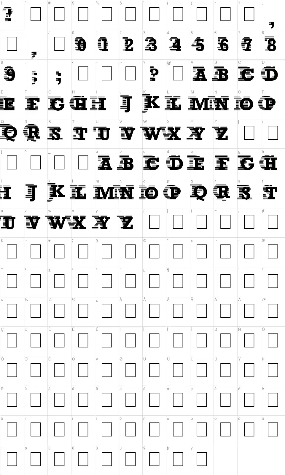Remanencefont character map