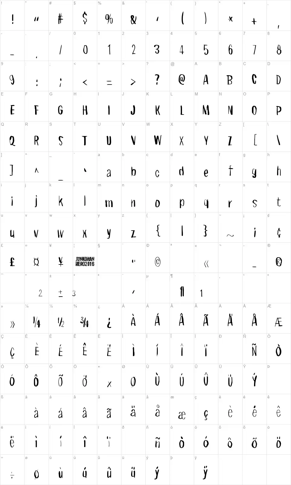 Right where it belongsfont character map