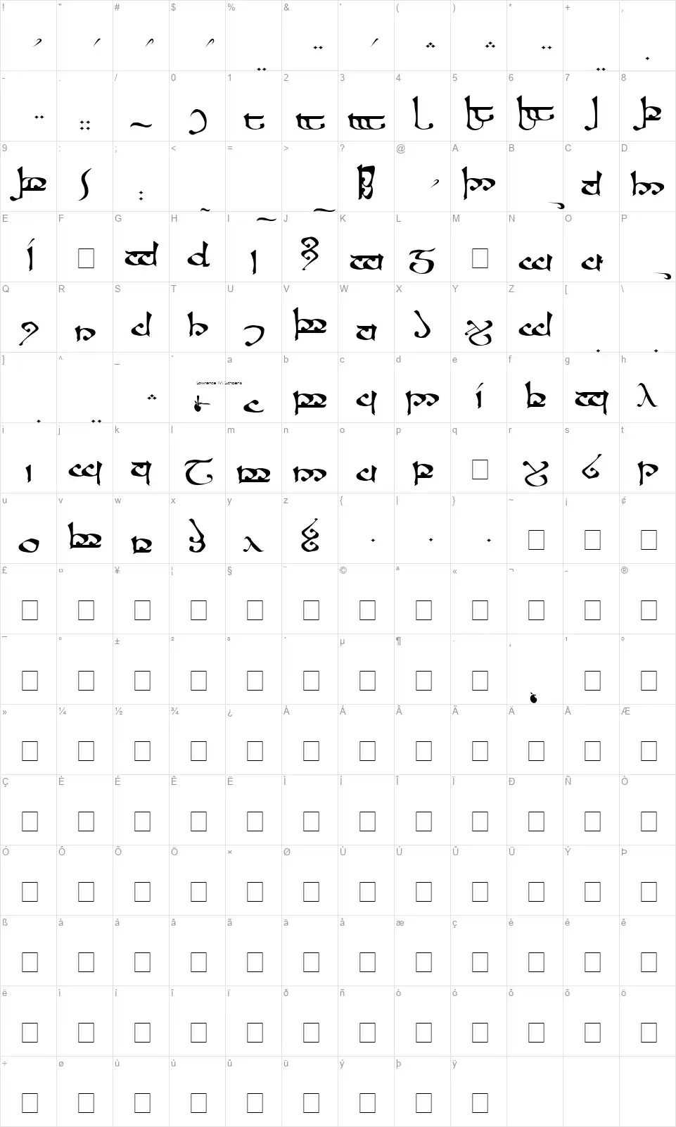RS Moromafont character map
