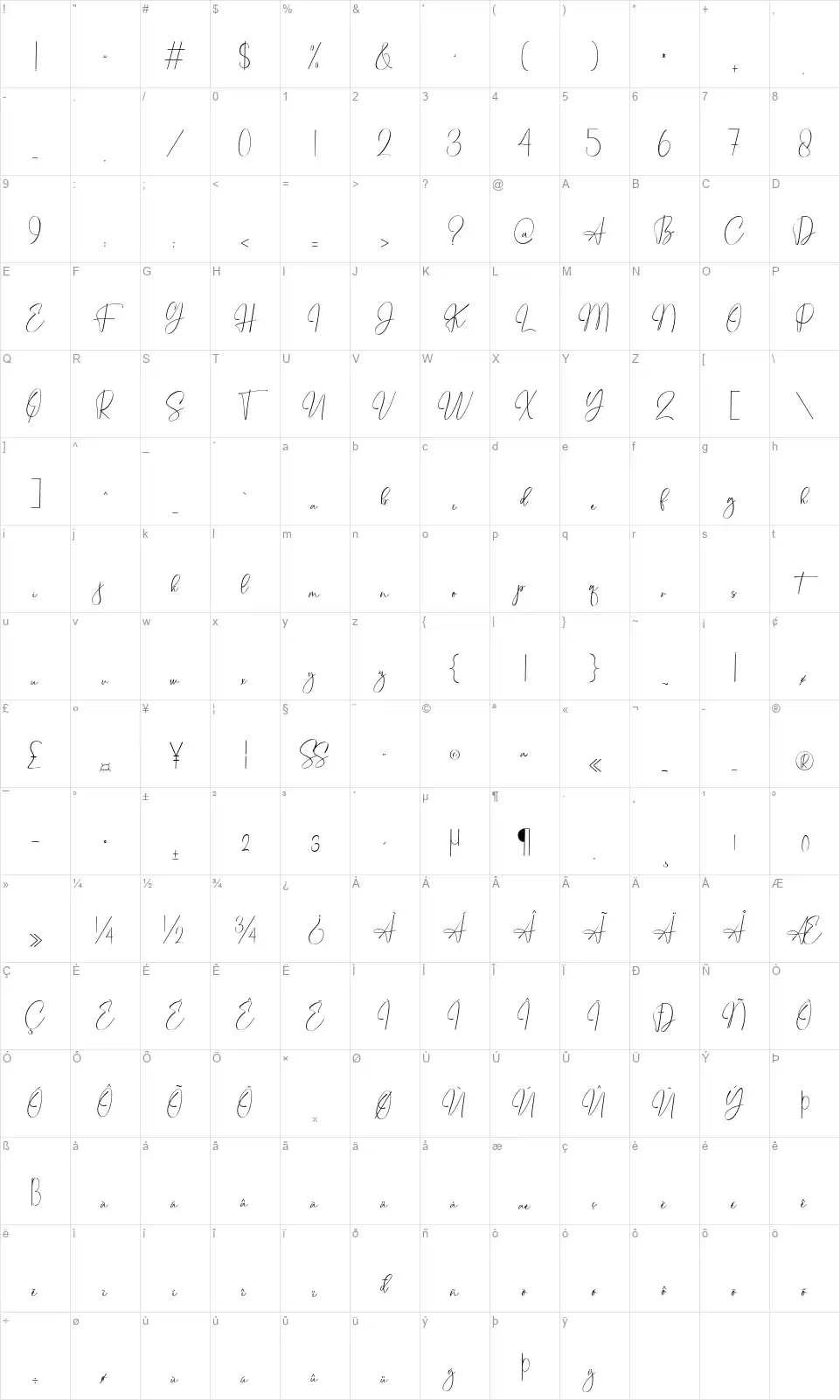 Saint Germainfont character map